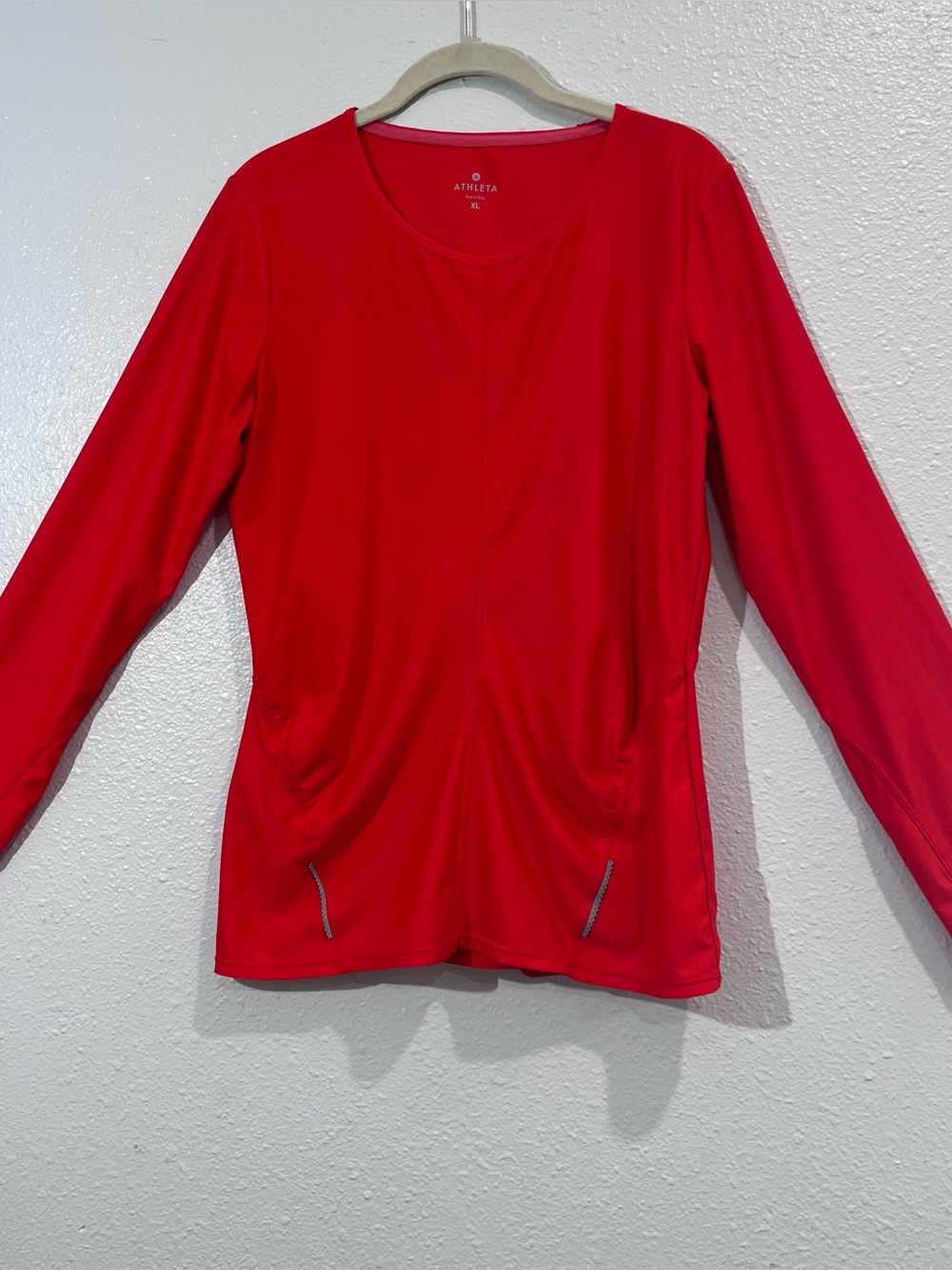 ATHLETA Wildly Wick It Running Top Long Sleeve Orange Reflective Size XL